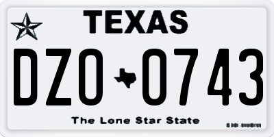 TX license plate DZO0743