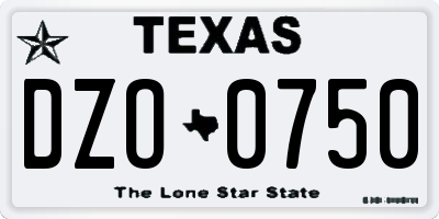 TX license plate DZO0750