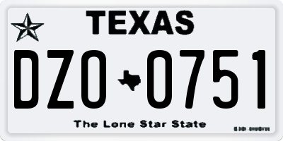TX license plate DZO0751