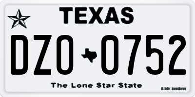 TX license plate DZO0752