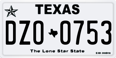 TX license plate DZO0753
