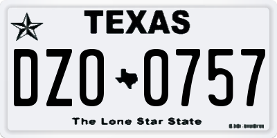 TX license plate DZO0757