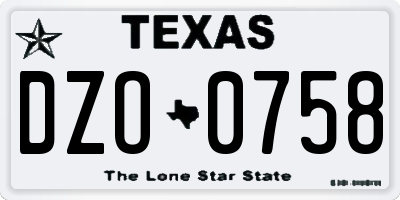 TX license plate DZO0758