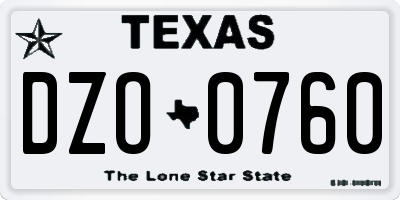 TX license plate DZO0760