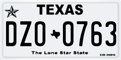TX license plate DZO0763