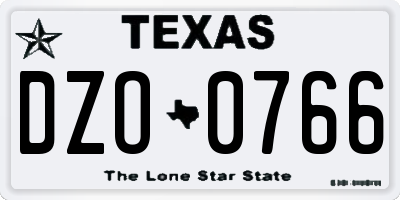 TX license plate DZO0766