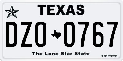 TX license plate DZO0767