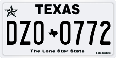 TX license plate DZO0772