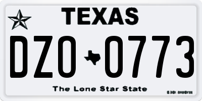 TX license plate DZO0773