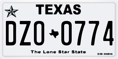 TX license plate DZO0774