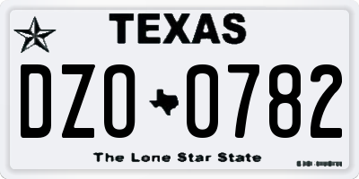 TX license plate DZO0782