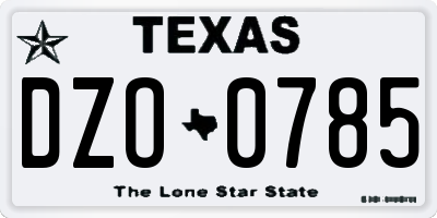 TX license plate DZO0785