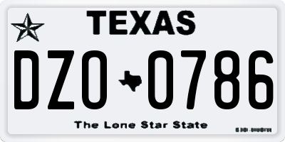 TX license plate DZO0786