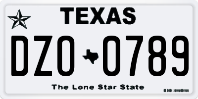 TX license plate DZO0789