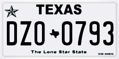 TX license plate DZO0793