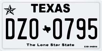TX license plate DZO0795