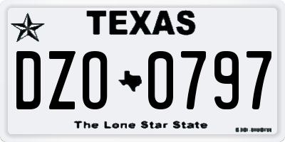 TX license plate DZO0797