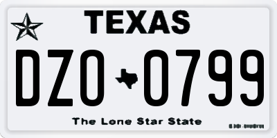 TX license plate DZO0799
