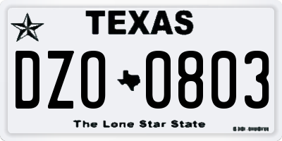 TX license plate DZO0803