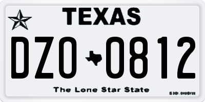 TX license plate DZO0812