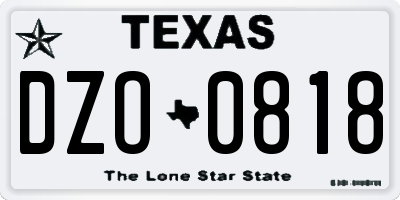 TX license plate DZO0818