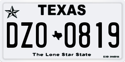 TX license plate DZO0819