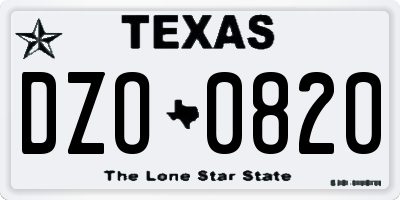 TX license plate DZO0820