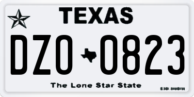 TX license plate DZO0823
