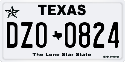TX license plate DZO0824