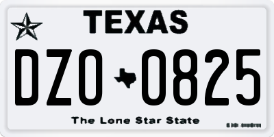 TX license plate DZO0825