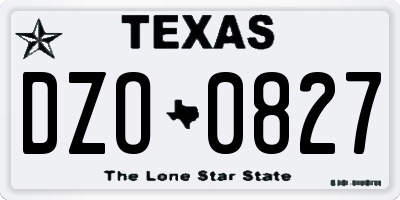 TX license plate DZO0827