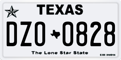 TX license plate DZO0828