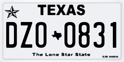 TX license plate DZO0831