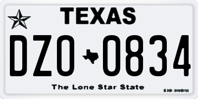 TX license plate DZO0834