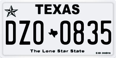 TX license plate DZO0835