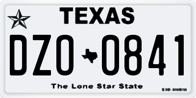 TX license plate DZO0841