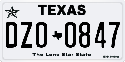 TX license plate DZO0847