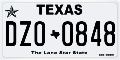 TX license plate DZO0848