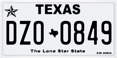 TX license plate DZO0849