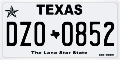 TX license plate DZO0852
