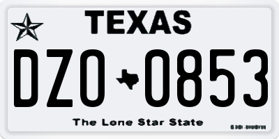 TX license plate DZO0853