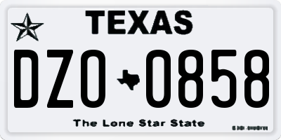 TX license plate DZO0858