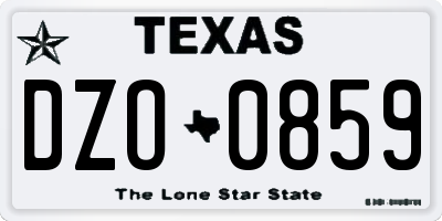 TX license plate DZO0859