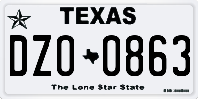 TX license plate DZO0863