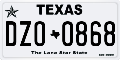 TX license plate DZO0868