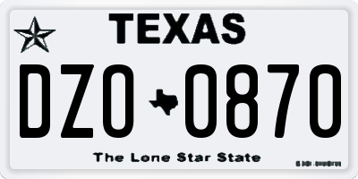 TX license plate DZO0870