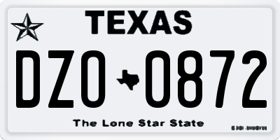 TX license plate DZO0872