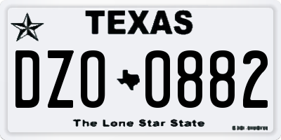 TX license plate DZO0882