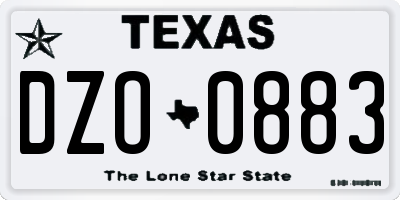 TX license plate DZO0883