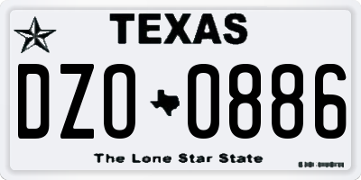 TX license plate DZO0886